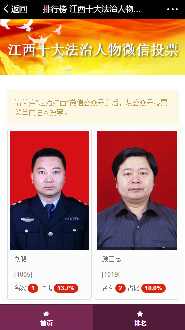 ““誰(shuí)是最美納稅人”、“環(huán)保部環(huán)境執(zhí)法大練兵”、“江西十大法治人物”投票活動(dòng)